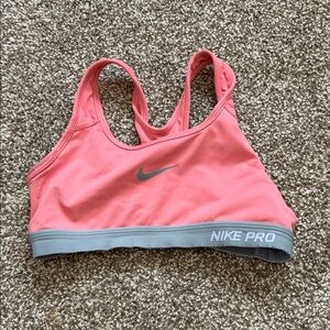Nike Pro Coral and Gray Sports Bra